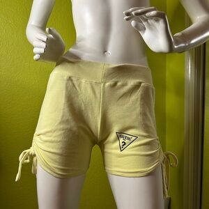 Guess Yellow Mini Shorts with Side Drawstrings